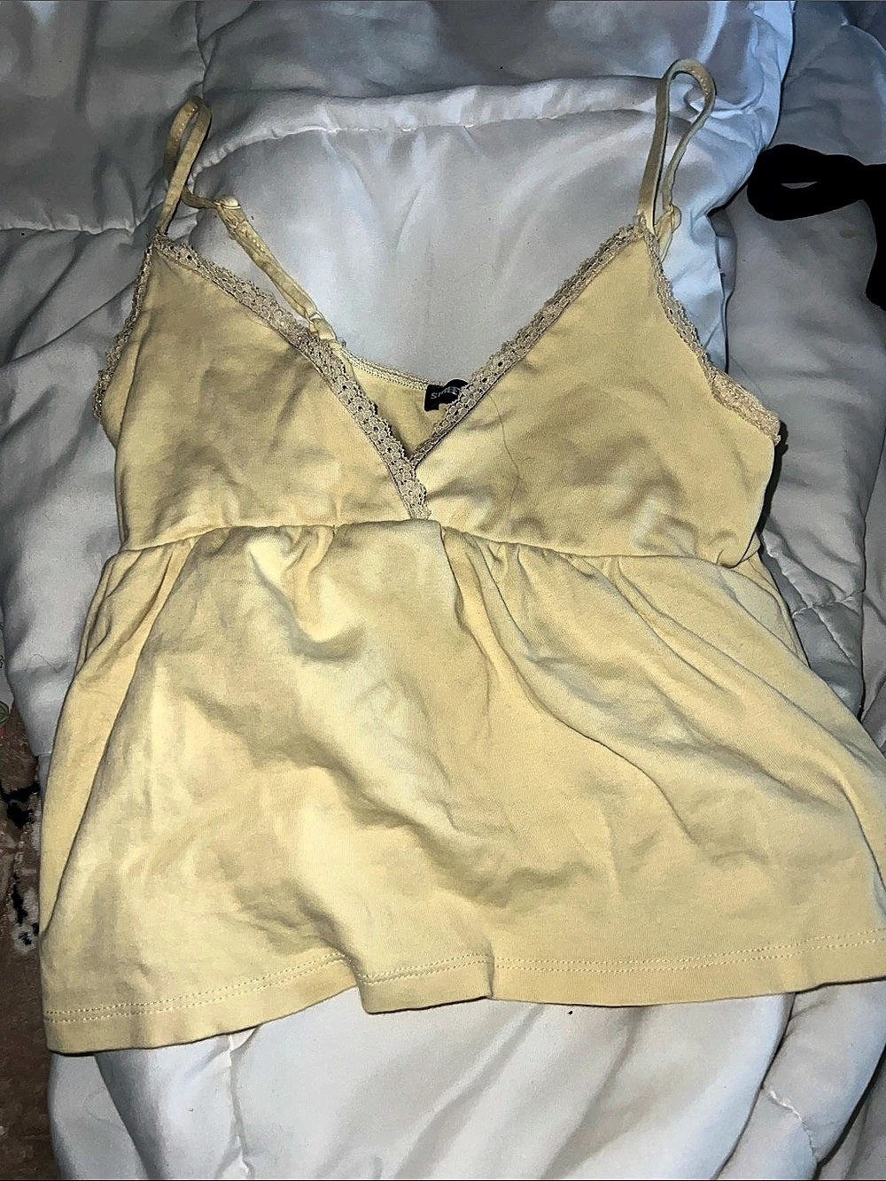 Streetwear Society Lace Trim Camisole in Yellow Size Medium